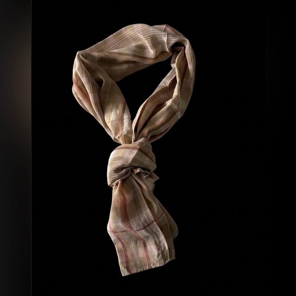 Liz Claiborne Vintage Plaid Silk Oblong Silk Scarf - Earth Tones